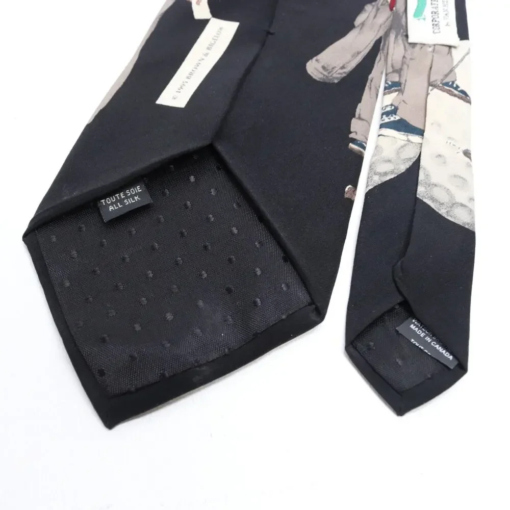 Norman Rockwell Golf Tie Mens 58 in Silk Wide Putters Balls Classic Art